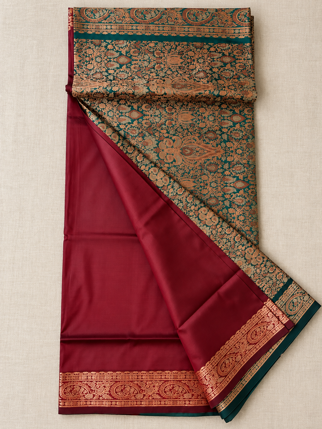 Crimson Red Katan Saree - Drapess by Dhriti